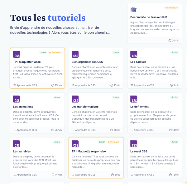 Page de formation Grafikart